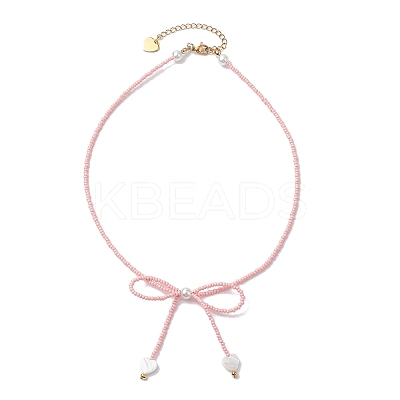 Glass Seed Pendant Necklaces for Women NJEW-MZ00031-05-1