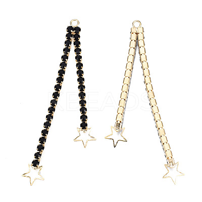 Brass Pave Rhinestone Chain with Star Big Pendants KK-N216-421-02LG-1