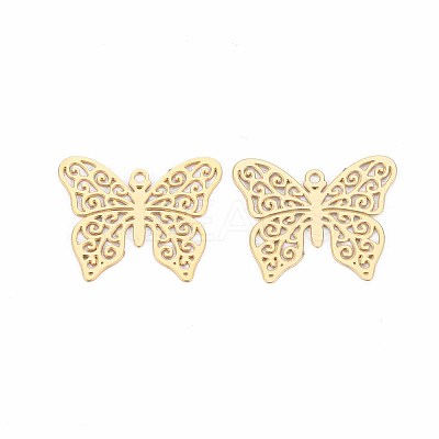 Rack Plating 201 Stainless Steel Filigree Pendants X-STAS-T057-32G-1