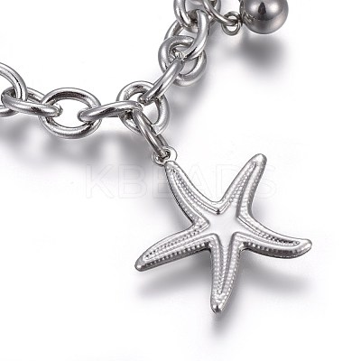 Tarnish Resistant 304 Stainless Steel Charm Bracelets BJEW-L637-28-P-1