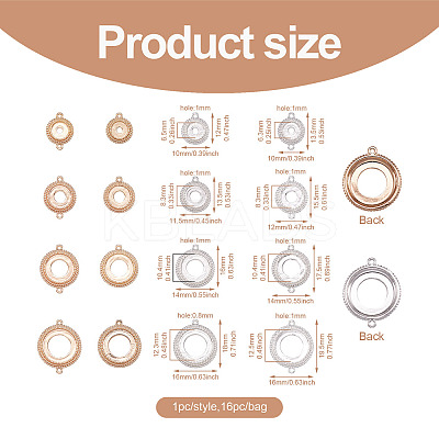 14pcs 14 style Brass Pendant Cabochon Settings & Cabochon Connector Settings FIND-BY0001-13-1