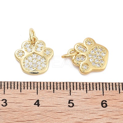 Paw Print Rack Plating Brass Micro Pave Cubic Zirconia Charms X-KK-G512-22G-1