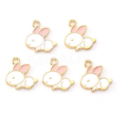 Light Gold Plated Alloy Enamel Pendants ENAM-R136-22B-1