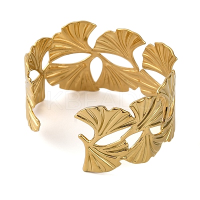 Ion Plating(IP) 304 Stainless Steel Cuff Bangles for Women BJEW-D048-01G-1