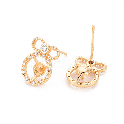 Brass Micro Pave Clear Cubic Zirconia Earring Findings X-KK-T062-218G-NF-1