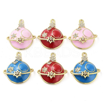 Brass Micro Pave Clear Cubic Zirconia Pendants KK-F871-11G-1