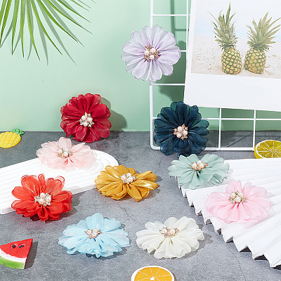 10Pcs 10 Colors Silk Cloth Flower DIY-NB0011-03-1