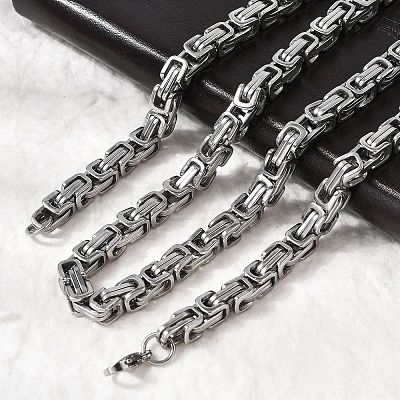 Non-Tarnish 201 Stainless Steel Byzantine Chain Necklaces NJEW-V0299-07-1
