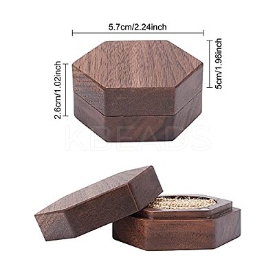 Hexagon Wooden Finger Ring Boxes CON-WH0085-66-1
