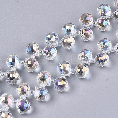 Transparent Glass Beads Strands GLAA-T006-14F-1