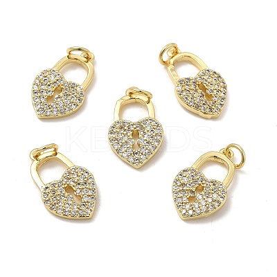 Brass Micro Pave Clear Cubic Zirconia Pendants KK-E068-VB159-1