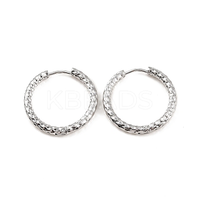 Non-Tarnish 304 Stainless Steel Grooved Hoop Earrings EJEW-M218-01C-P-1