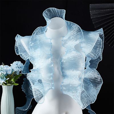 10 Yards Mermaid Color Polyester Pleated Lace Trim Ribbon DIY-WH0419-43B-1