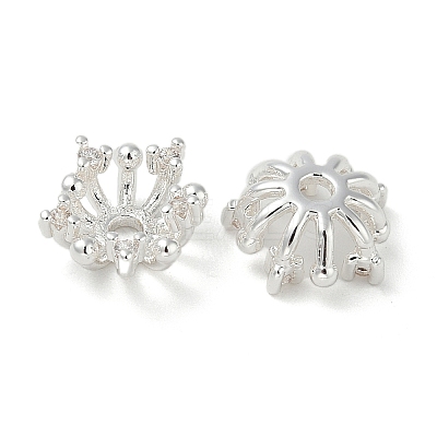Brass Micro Pave Clear Cubic Zirconia Bead Caps KK-U045-05S-1