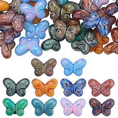 50Pcs Picasso Baking Paint Glass Seed Beads GLAA-PA0001-15-1