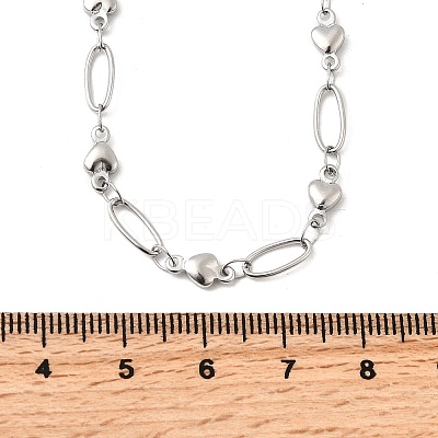304 Stainless Steel Heart Link Chain Necklaces for Women NJEW-A046-02B-P-1