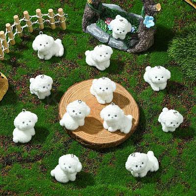 4Styles 4Pcs Flocking Resin Cute Puppy Pendants RESI-YW0003-43A-1