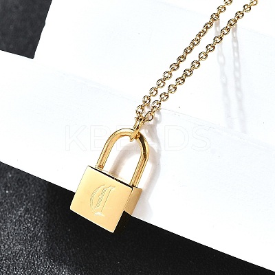 304 Stainless Steel Rolo Chain Pendant Necklaces NJEW-S444-01G-03-1
