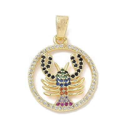 Brass Micro Pave Colorful Cubic Zirconia Pendants KK-K368-40G-1