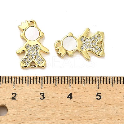 Brass Micro Pave Clear Cubic Zirconia Prince Connector Charms KK-K365-15B-G-1