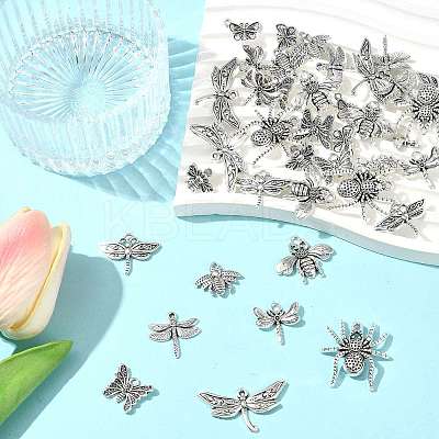 40Pcs 10 Styles Tibetan Style Alloy Pendants TIBEP-FS0001-45-1
