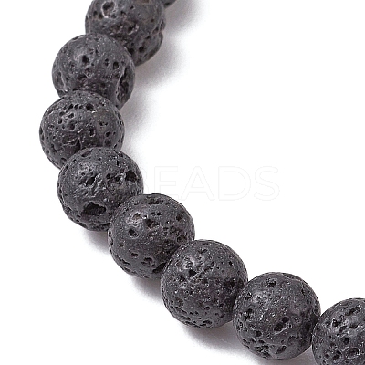 Natural Zebra Jasper with Natural Lava Rock Beaded Stretch Bracelets for Women BJEW-JB11130-04-1