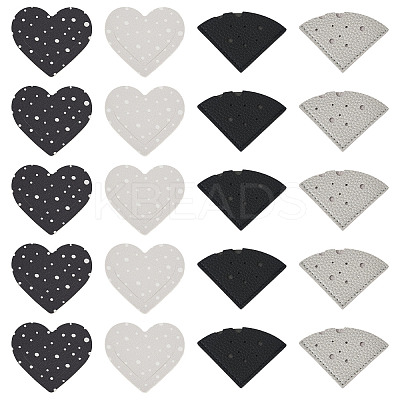 24Pcs 4 Styles PU Leather Fan/Heart Bookmarks AJEW-TA0002-55-1