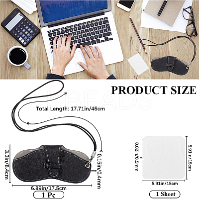 1Pc PU Leather Eyeglasses Strap with Bag AJEW-CN0002-62D-1