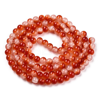 Crackle Baking Paint Imitation Jade Glass Beads Strands DGLA-T003-8mm-10-1