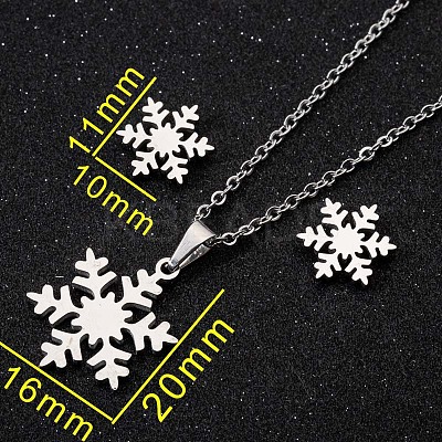 201 Stainless Steel Pendant Necklaces & Stud Earrings Sets FS-WGB00D6-02-1