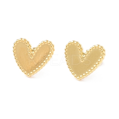 Ion Plating(IP) 304 Stainless Steel Heart Stud Earrings for Women EJEW-I285-09G-1