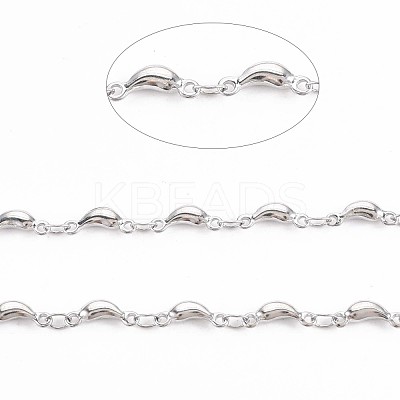 Non-Tarnish 201 Stainless Steel Moon & Oval Link Chains STAS-N092-112-1