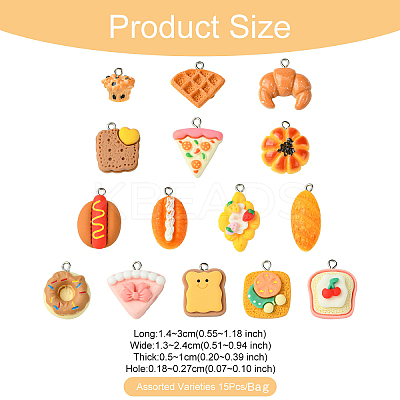 15Pcs 15 Styles Opaque Resin Pendants FIND-YW0005-78-1