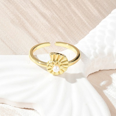 Brass Open Cuff Rings for Women RJEW-A061-02G-1