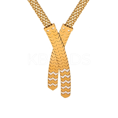 304 Stainless Steel with Cubic Zirconia Mesh Chain Necklaces NJEW-Q322-05G-1