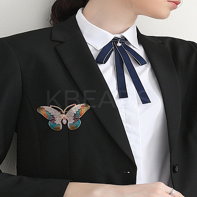 1Pc Butterfly Pave Colorful Rhinestone Brooch JEWB-LP0004-14-1