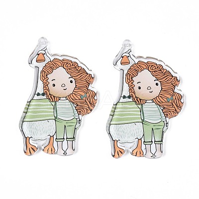 Transparent Printed Acrylic Big Pendants OACR-N133-007-1