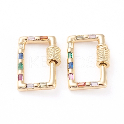 Brass Micro Pave Cubic Zirconia Screw Carabiner Lock Charms ZIRC-L093-57G-1