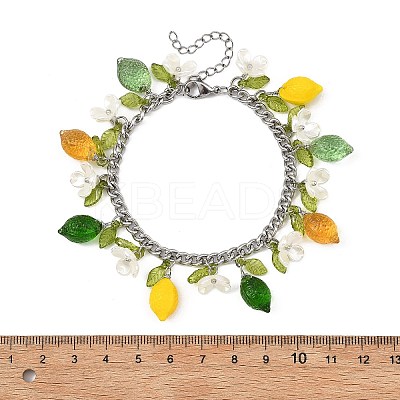 Glass & Acrylic Charm Bracelets BJEW-JB13974-1
