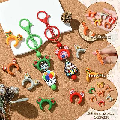 12Pcs 6 Styles Silicone Focal Beads SIL-CJ0002-44-1