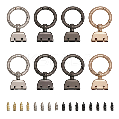 8 Sets 4 Colors Alloy Spring Gate Rings FIND-CA0007-97-1
