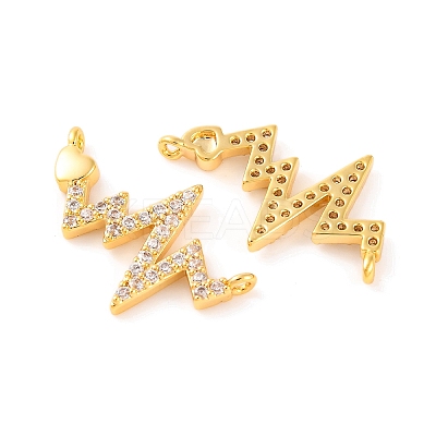 Brass Micro Pave Clear Cubic Zirconia Connector Charms KK-U017-01A-G-1