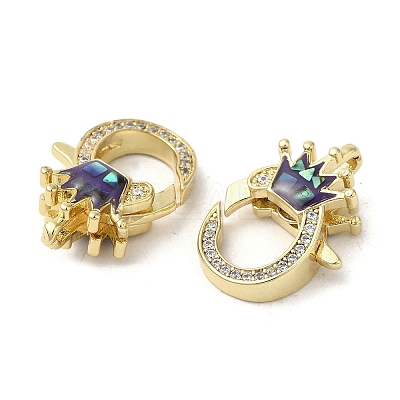 Brass Micro Pave Clear Cubic Zirconia Lobster Claw Clasps KK-K385-011G-1