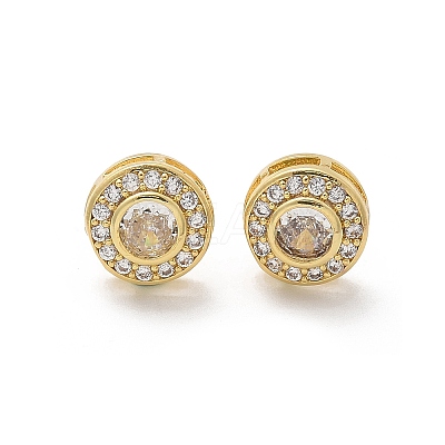 Brass Micro Pave Clear Cubic Zirconia Stud Earrings X-EJEW-Q015-10G-1
