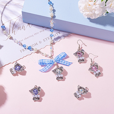 6Pcs 3 Colors Rack Plating Alloy Rhinestone Pendants FIND-TA0005-40-1