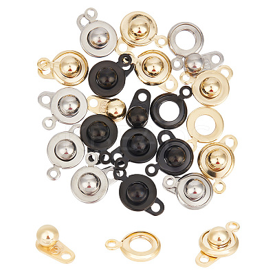 18 Sets 3 Colors 201 Stainless Steel Snap Clasps STAS-UN0045-77-1