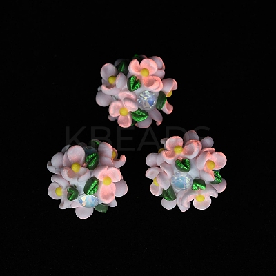 Luminous Polymer Clay Rhinestone Floral Ball Beads CLAY-U002-01E-1