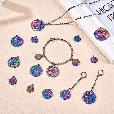 Rack Plating 20Pcs 10 Style 304 Stainless Steel Pendants STAS-SZ0002-60-1