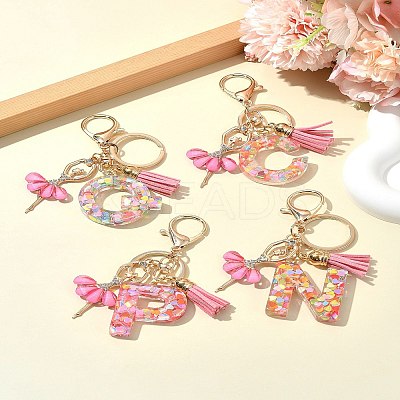 Letter A~Z Transparent Glitter Resin Pendant Keychains KEYC-FZ00024-15-1