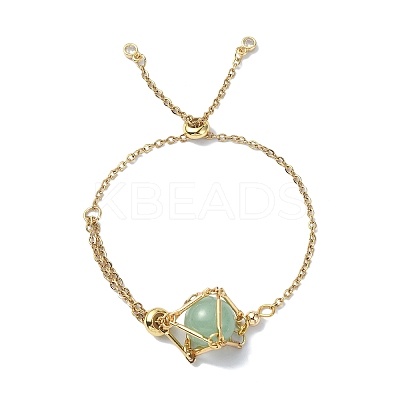 Adjustable Brass Macrame Pouch Bracelet Making for Stone Holder AJEW-JB01192-01-1
